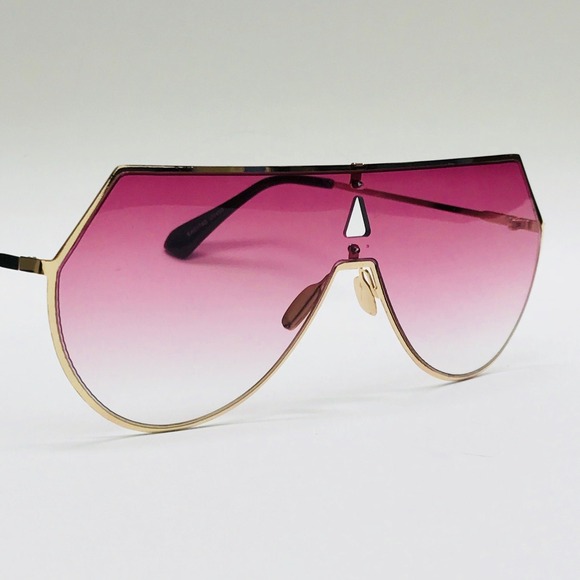 Accessories - Shield Sunglasses Oversized Purple Ombre Lens Gold Frame Fashion Sunnies UV400